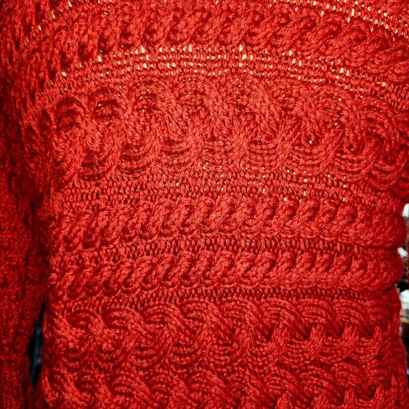 25072 Connemara Knitwear 100% Merino Wool Cardigan Irish Sweater Red Sz M - Picture 10 of 13